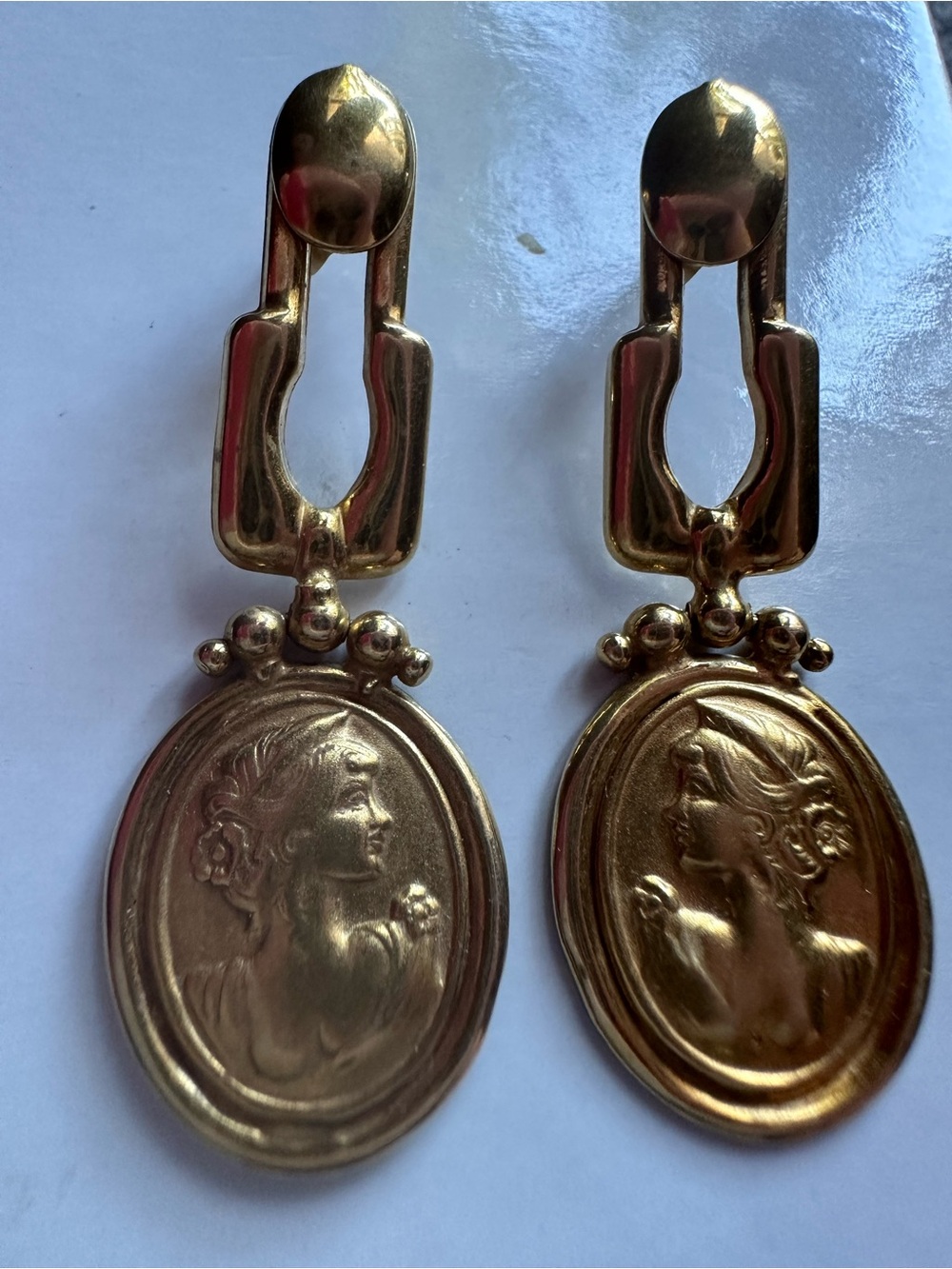 Gold-Tone Vintage Medallion Drop Earrings - Women Jewelry